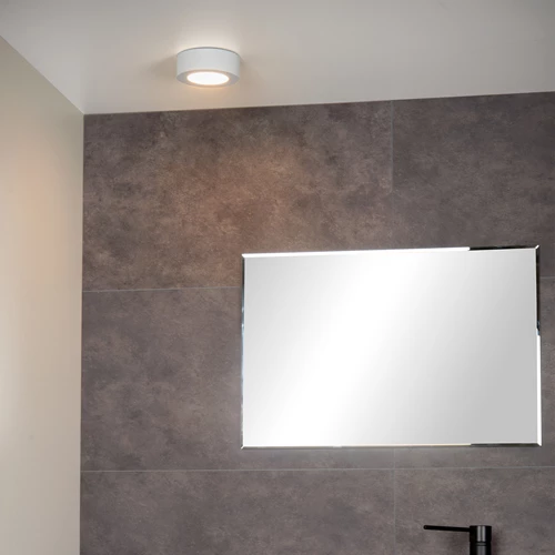 Lucide BRICE-LED - Plafonnière Badkamer - Ø 11,7 cm - LED Dimb. - 1x8W 3000K - IP44 - Wit - sfeer 1